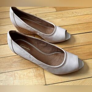 Clarks Women's Blush Peep-Toe Wedge Pumps